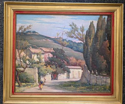 une image représentant un tableau d'une route de campagne sur laquelle marche une personne