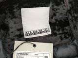the jacket is black and has a white label on it