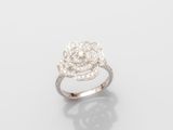 une bague en or blanc sertie d'un diamant en forme de rose