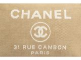 chanel logo on the label of a chanel bag