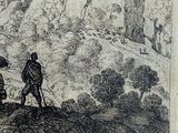 a drawing of a man and a woman on a hill