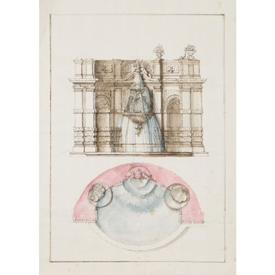 une image représentant le dessin d'une femme debout devant un immeuble