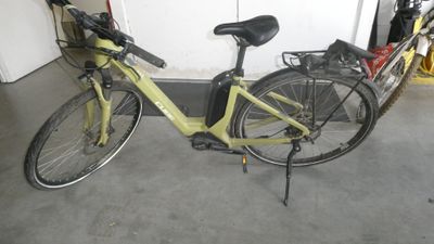 a bike that is parked in a garage