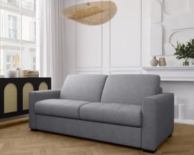 Canapé convertible express - MARIUS - Tissu Gris clair - dim… - Photo 1