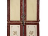 pair of antique wooden doors with chinese writing on them