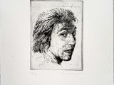 an image of a drawing of a woman ' s face in a white frame