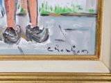 a painting of two people standing next to each other