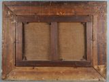 an old wooden picture frame with a picture of a window