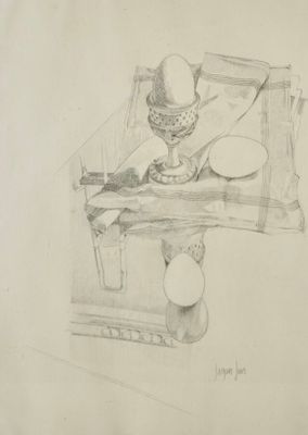 Jacques JOOS (1945-2021), "Nature morte à l'oeuf à la coque"…