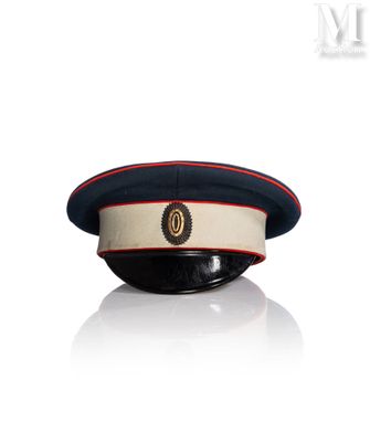 an image of a military hat with a red and white stripe