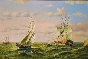 Ecole Moderne dans le goût du XIXème siècle. Marine Huile su… - Photo 1