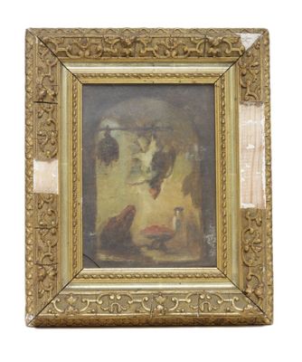 École du XIXe siècle. Intérieur de cuisine : le gibier suspe… - Photo 1