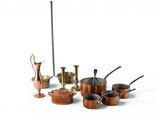 many pots and pans that are sitting on a table