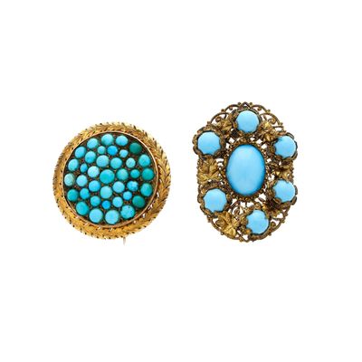 une paire de boucles d'oreilles en turquoise et or