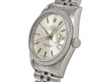 an image of a silver rolex watch with roman numerals