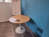 a small table in the corner of a room