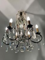Lustre à six bras de lumières en fer forgé patiné vert et do… (photo 3)
