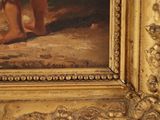 a picture of a painting of a child holding a teddy bear