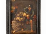 an old painting of a man being taken from a man ' s head