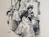 illustration of a woman and a child in a room with a mirror