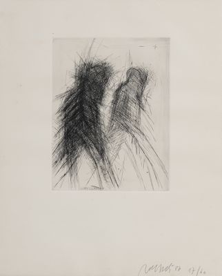 an image of a black and white drawing of two people