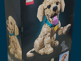 a box with a dog made out of legos