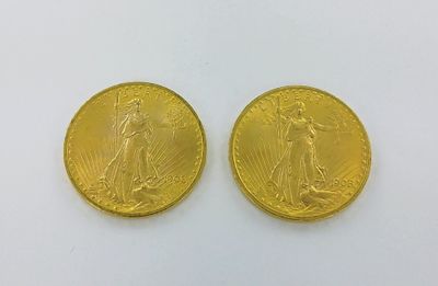 deux pièces d'or, l'une à l'effigie de Saint Gaudet et l'autre à l'effigie de Saint Gaudet