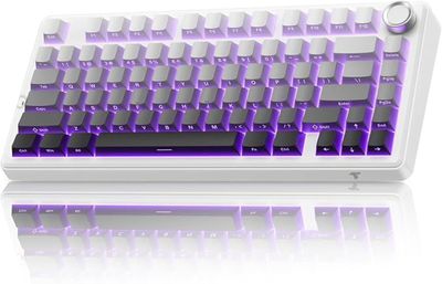 an image of a computer keyboard with purple keys