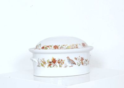 PILLIVUYT. Terrine à gibier en porcelaine émaillée polychrom…
