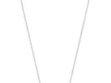 a white necklace with a square shaped pendant on a chain