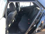 the back seat of a car with the door open and a seat belt down