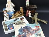 a bunch of toys that are sitting on a table
