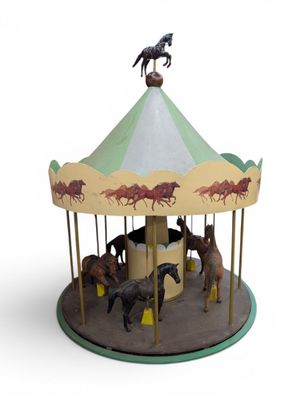 [ART FORAIN] CARROUSEL réduit en bois, contre plaquée et end…