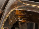 a close up view of a motorcycle wheel with a handlebar