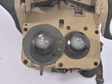 a close up of an old camera with two lenses on it