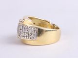 yellow gold men ' s ring with white diamonds