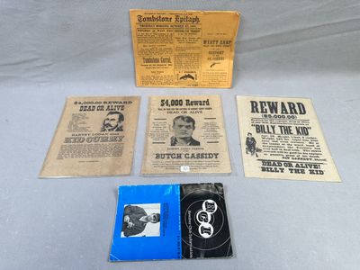 Trois facs similés affiches de récompense Western et divers