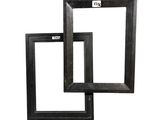 two black picture frames on a white background with a white background