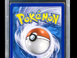the card is in a clear plastic case with a pokemon logo on it