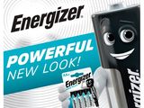 an advertisement for energizer batteries with a cartoon character holding up a new look