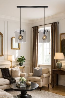 Lampe suspendue ETH The Silo en verre fumé (Ø 28 cm, H 30 cm…