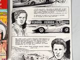 a drawing of a car and a comic book on a table