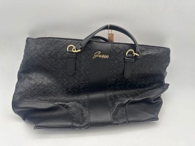 GUESS:sac en cuir noir, l'intérieur en tissus monogrammé à q…