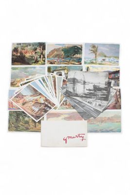de nombreuses images différentes d'un train et d'une carte postale