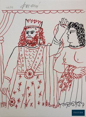 une image représentant un dessin d'un homme et d'une femme portant une couronne