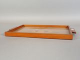 wooden serving tray with glass inserts and handles