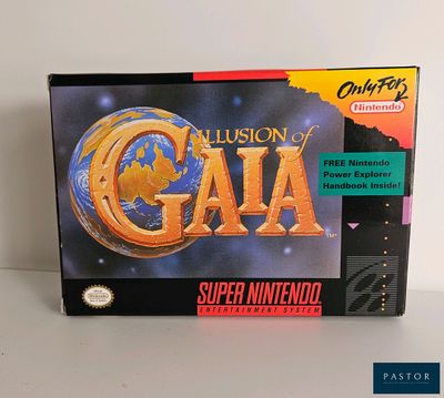 La boîte du jeu « Illusion of Gaia » est posée sur une table.