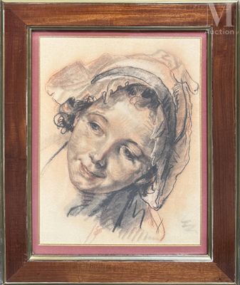 portrait d'une jeune fille coiffée d'un bonnet, d'après un tableau