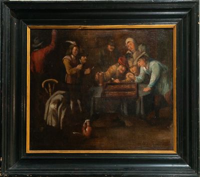 painting of a group of people playing cards in a room