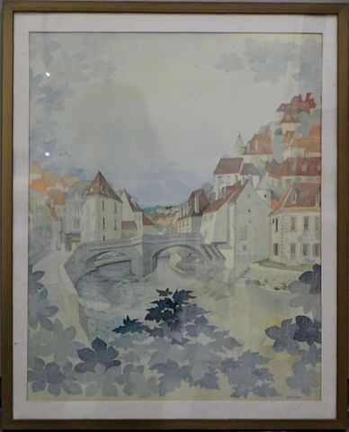 Henri BRIVET « le pont de la Terrade ». Lithographie. Signée. 44x...